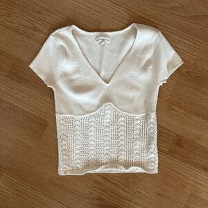 Aeropostale White Knit Short Sleeve Top